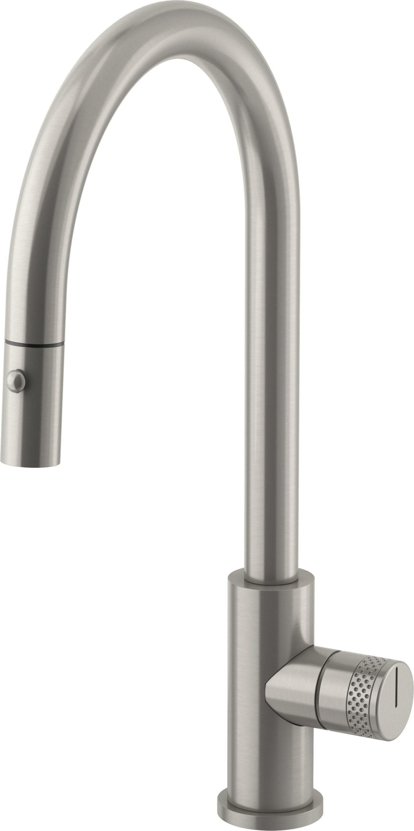 California Faucets COTO Llave de Cocina Extraíble con Rociador de Botón - Surtidor Alto - Acero Inoxidable Satinado