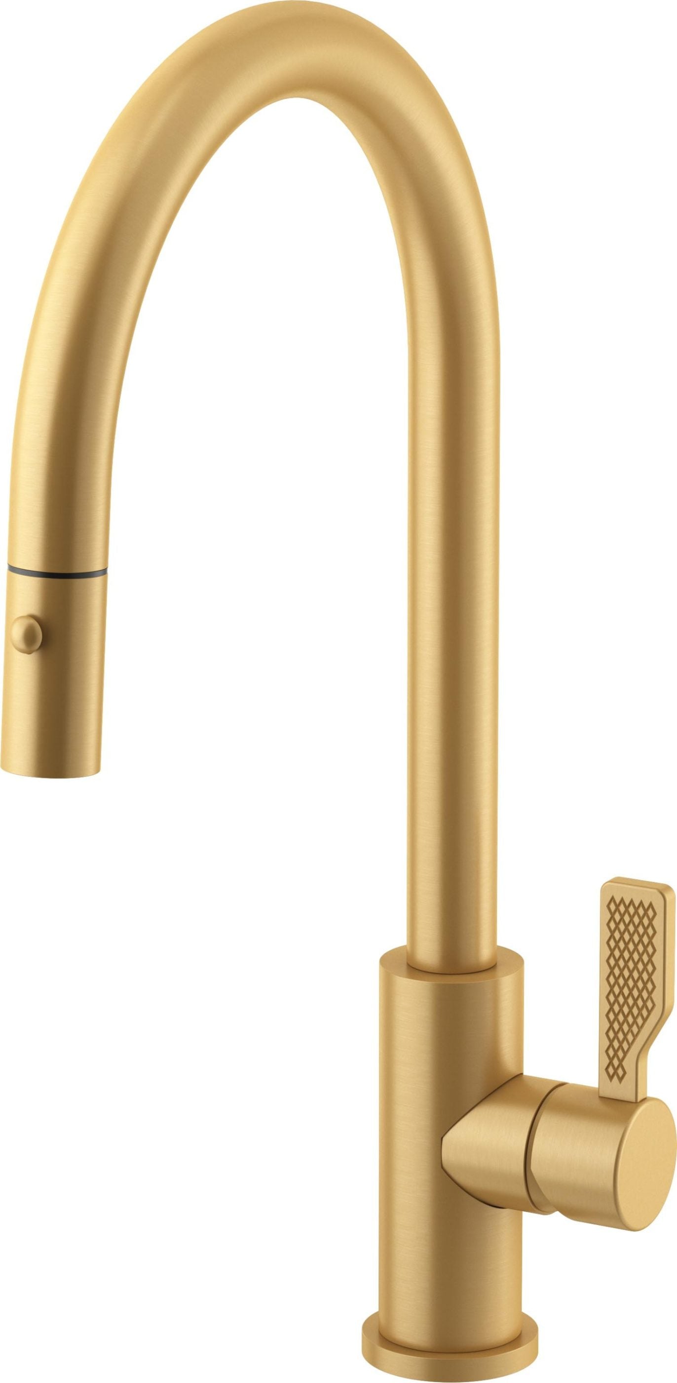 California Faucets COTO Llave de Cocina Extraíble con Rociador de Botón - Surtidor Alto - Oro Satinado de por Vida