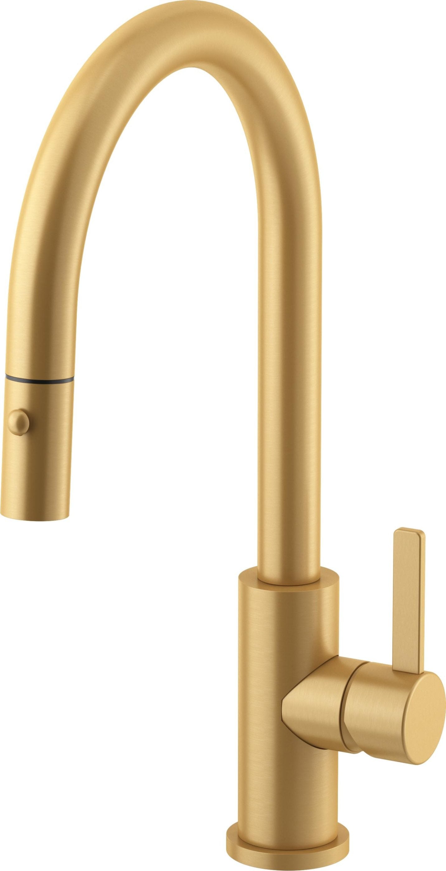 California Faucets COTO Llave de Cocina Extraíble con Rociador de Botón - Surtidor Bajo - Oro Satinado de por Vida