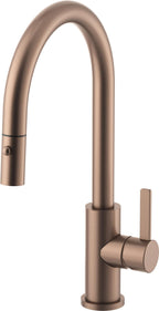 California Faucets COTO Llave de Cocina Extraíble con Rociador de Botón - Surtidor Bajo - Bronce Satinado