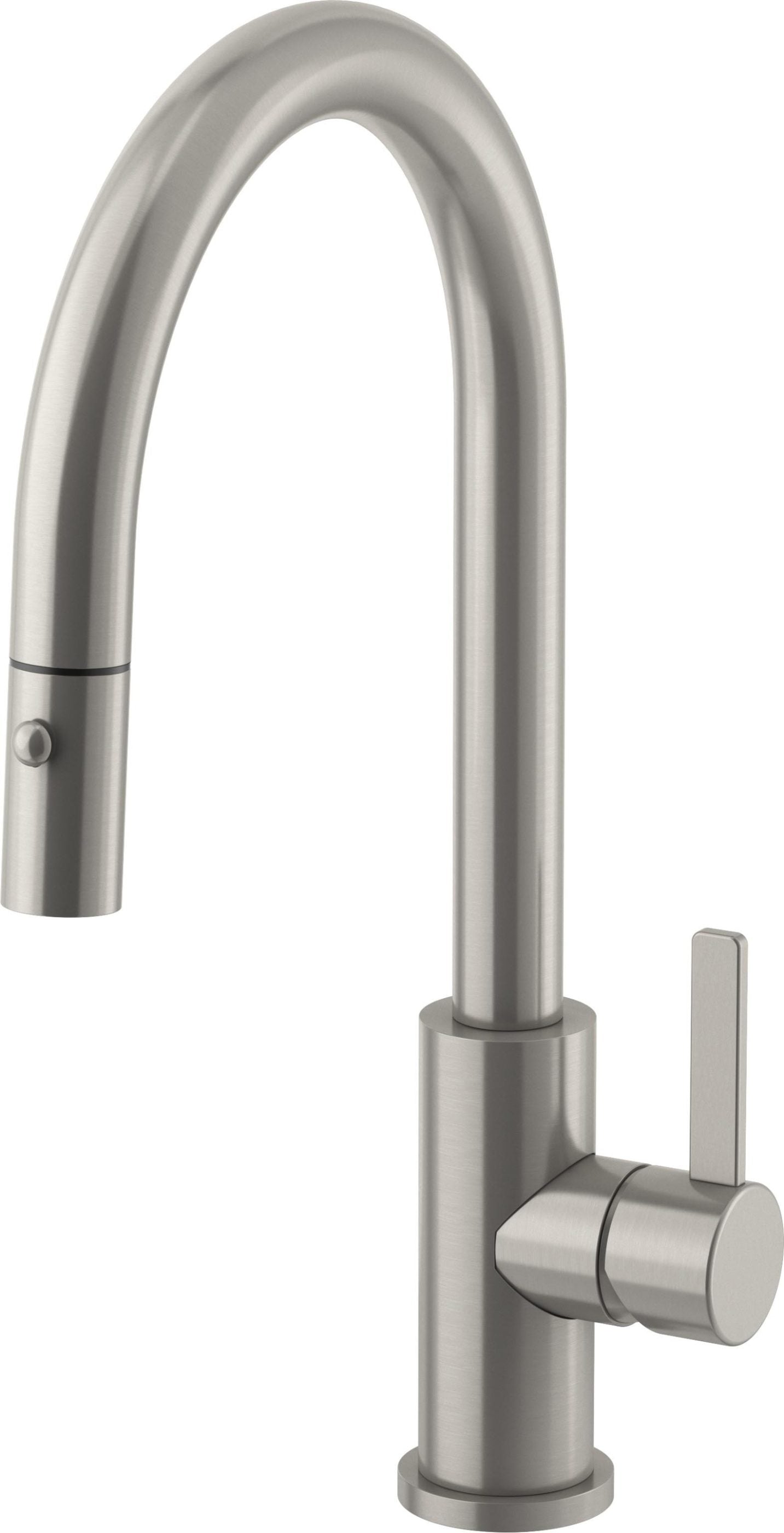 California Faucets COTO Llave de Cocina Extraíble con Rociador de Botón - Surtidor Bajo - Acero Inoxidable Satinado