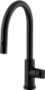 California Faucets COTO Llave de Cocina Extraíble con Rociador de Botón - Surtidor Bajo - Negro Mate