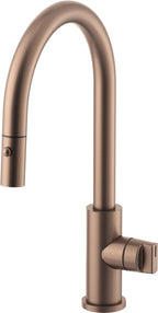 California Faucets COTO Llave de Cocina Extraíble con Rociador de Botón - Surtidor Bajo - Bronce Satinado