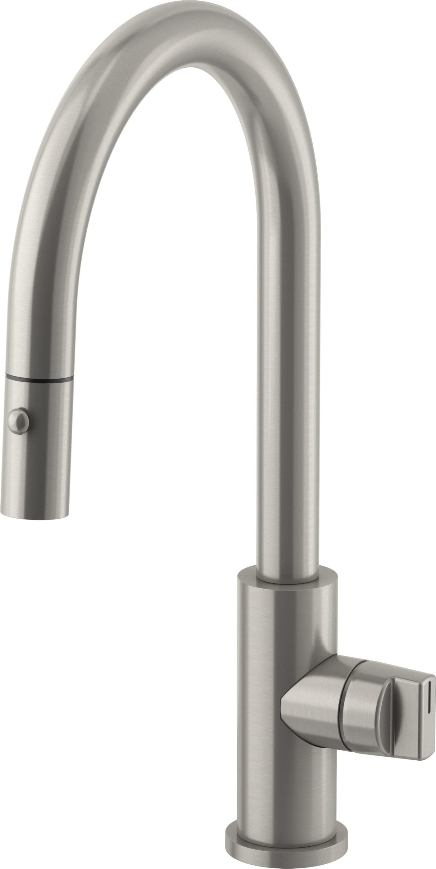 California Faucets COTO Llave de Cocina Extraíble con Rociador de Botón - Surtidor Bajo - Acero Inoxidable Satinado