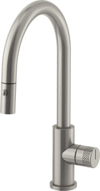 California Faucets COTO Llave de Cocina Extraíble con Rociador de Botón - Surtidor Bajo - Acero Inoxidable Satinado