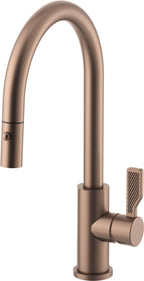 California Faucets COTO Llave de Cocina Extraíble con Rociador de Botón - Surtidor Bajo - Bronce Satinado