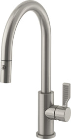 California Faucets COTO Llave de Cocina Extraíble con Rociador de Botón - Surtidor Bajo - Acero Inoxidable Satinado