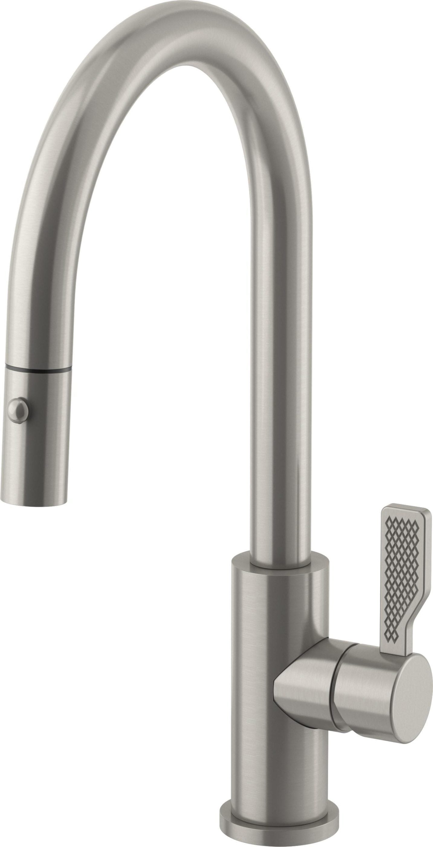 California Faucets COTO Llave de Cocina Extraíble con Rociador de Botón - Surtidor Bajo - Acero Inoxidable Satinado