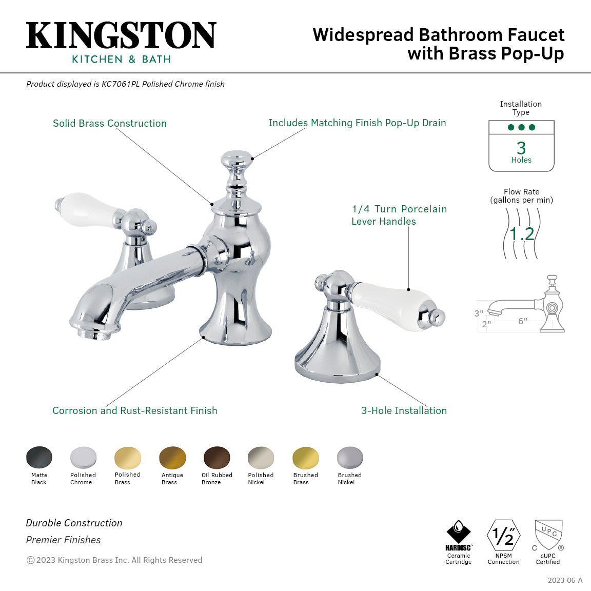 Kingston Brass Vintage - Llave de Lavabo Widespread (3 Orificios), con Dos Manerales — Guía de Instalación 1