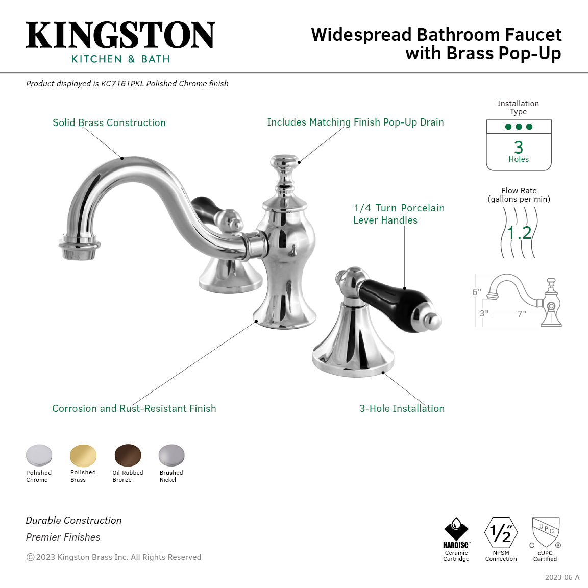 Kingston Brass Duchess - Llave de Lavabo Widespread (3 Orificios), con Dos Manerales — Guía de Instalación 1
