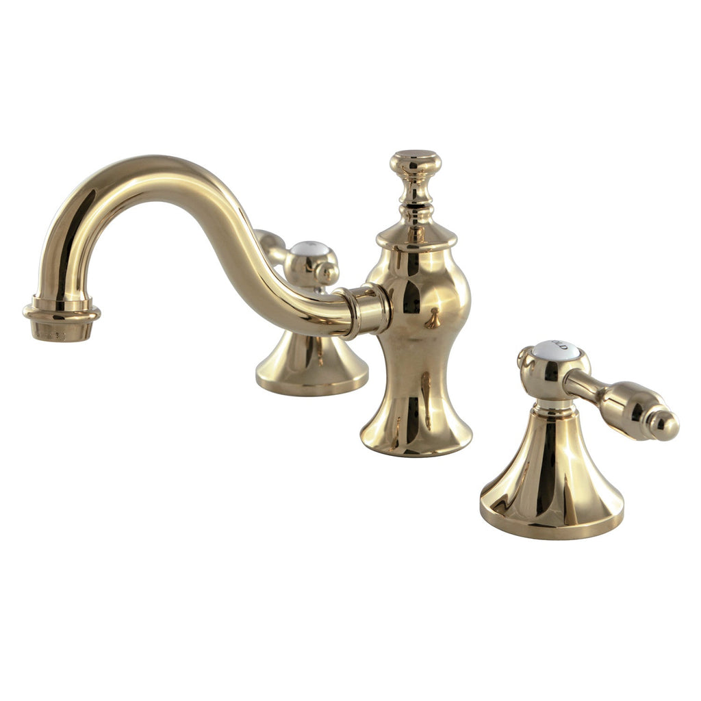 Kingston Brass Tudor - Llave de Lavabo Widespread (3 Orificios), con Dos Manerales — Latón Pulido