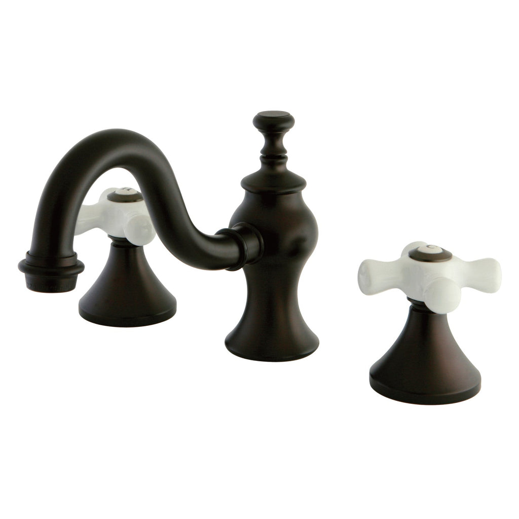 Kingston Brass Heirloom - Llave de Lavabo Widespread (3 Orificios), con Dos Manerales — Bronce Aceitado