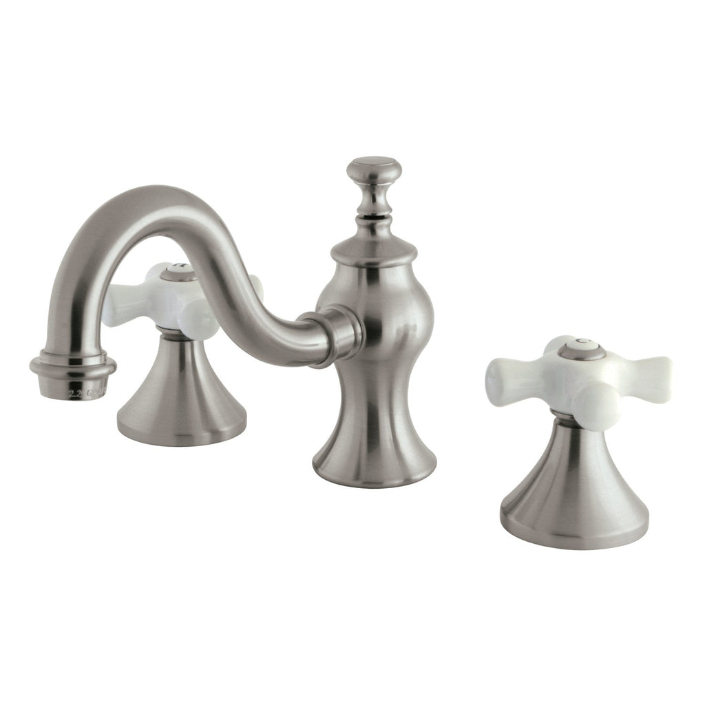 Kingston Brass Heirloom - Llave de Lavabo Widespread (3 Orificios), con Dos Manerales — Níquel Cepillado