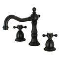 Kingston Brass Heritage - Llave de Lavabo Widespread (3 Orificios), con Dos Manerales — Negro Mate