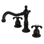 Kingston Brass French Country - Llave de Lavabo Widespread (3 Orificios), con Dos Manerales — Negro Mate