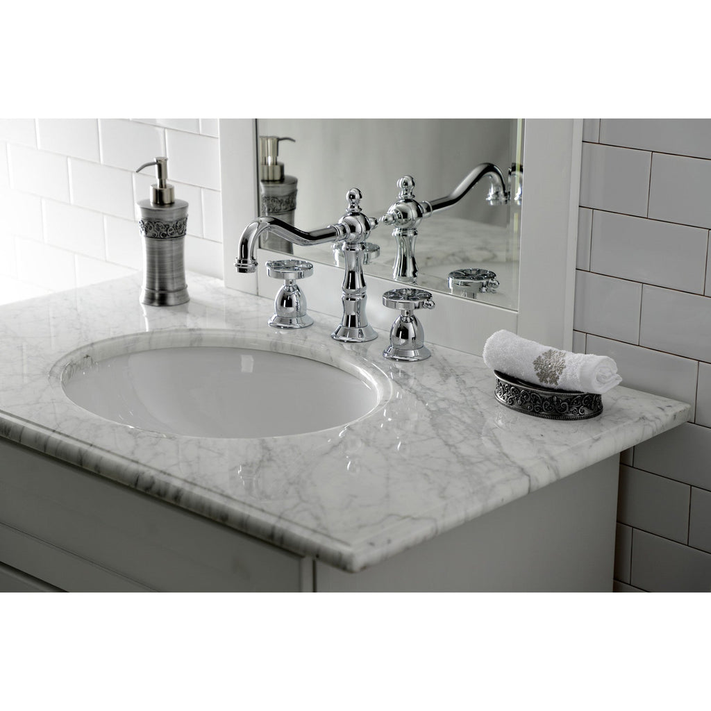 Kingston Brass Belknap - Llave de Lavabo Widespread (3 Orificios), con Dos Manerales — Ambientación 5