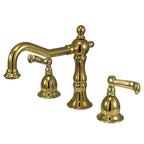 Kingston Brass Heritage - Llave de Lavabo Widespread (3 Orificios), con Dos Manerales — Latón Pulido