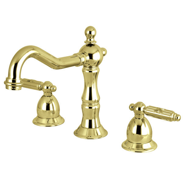 Kingston Brass Heritage - Llave de Lavabo Widespread (3 Orificios), con Dos Manerales — Latón Pulido