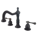 Kingston Brass Heritage - Llave de Lavabo Widespread (3 Orificios), con Dos Manerales — Bronce Aceitado