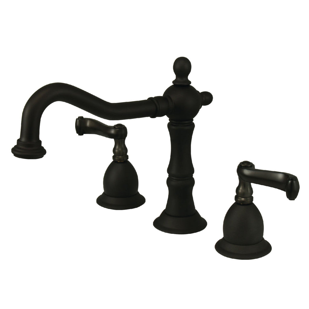 Kingston Brass Heritage - Llave de Lavabo Widespread (3 Orificios), con Dos Manerales — Bronce Aceitado