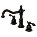 Kingston Brass Tudor - Llave de Lavabo Widespread (3 Orificios), con Dos Manerales — Bronce Aceitado