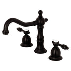 Kingston Brass Tudor - Llave de Lavabo Widespread (3 Orificios), con Dos Manerales — Bronce Aceitado