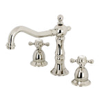 Kingston Brass Heritage - Llave de Lavabo Widespread (3 Orificios), con Dos Manerales — Níquel Pulido