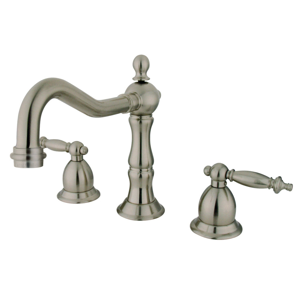 Kingston Brass Heritage - Llave de Lavabo Widespread (3 Orificios), con Dos Manerales — Níquel Cepillado