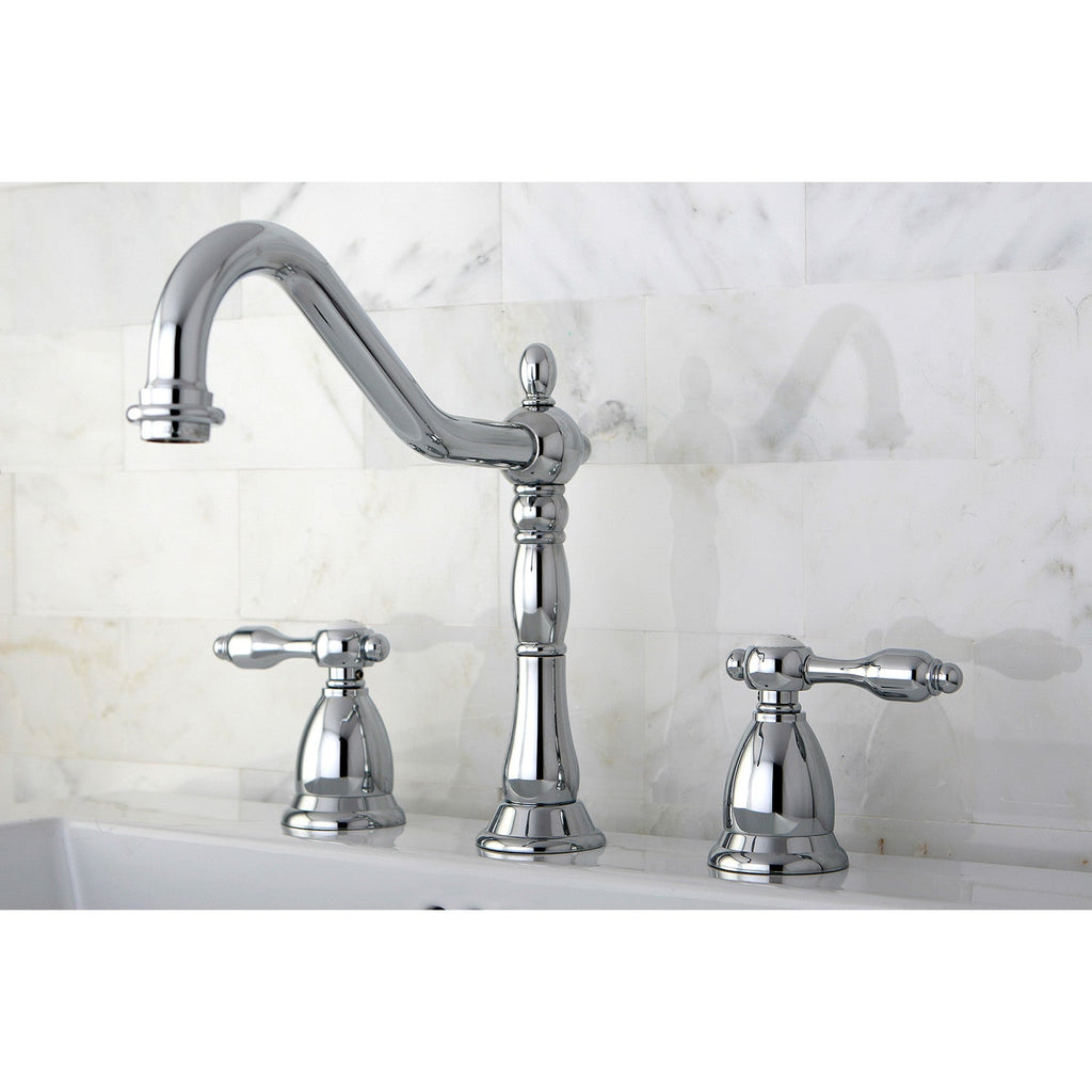 Kingston Brass Tudor - Llave de Lavabo Widespread (3 Orificios), con Dos Manerales — Ambientación 3