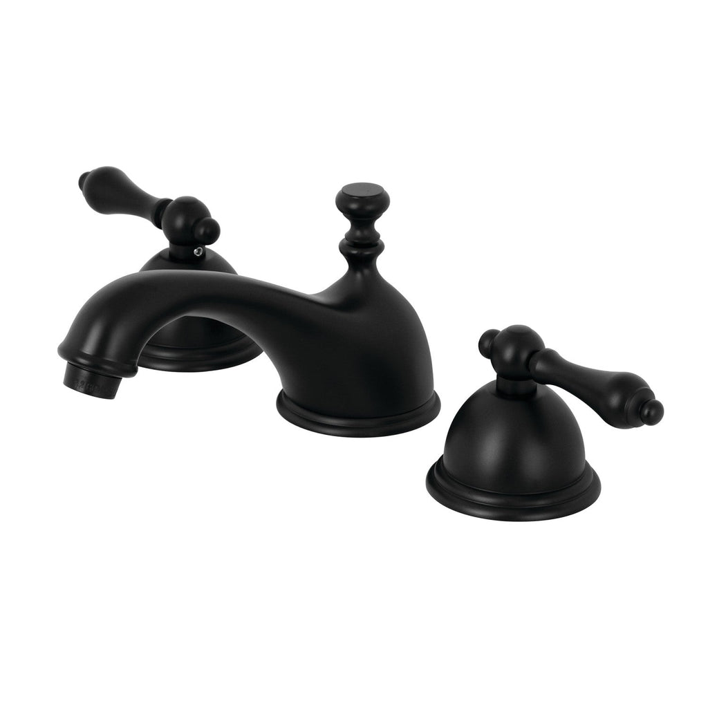 Kingston Brass Restoration - Llave de Lavabo Widespread (3 Orificios), con Dos Manerales — Negro Mate