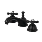 Kingston Brass Restoration - Llave de Lavabo Widespread (3 Orificios), con Dos Manerales — Negro Mate