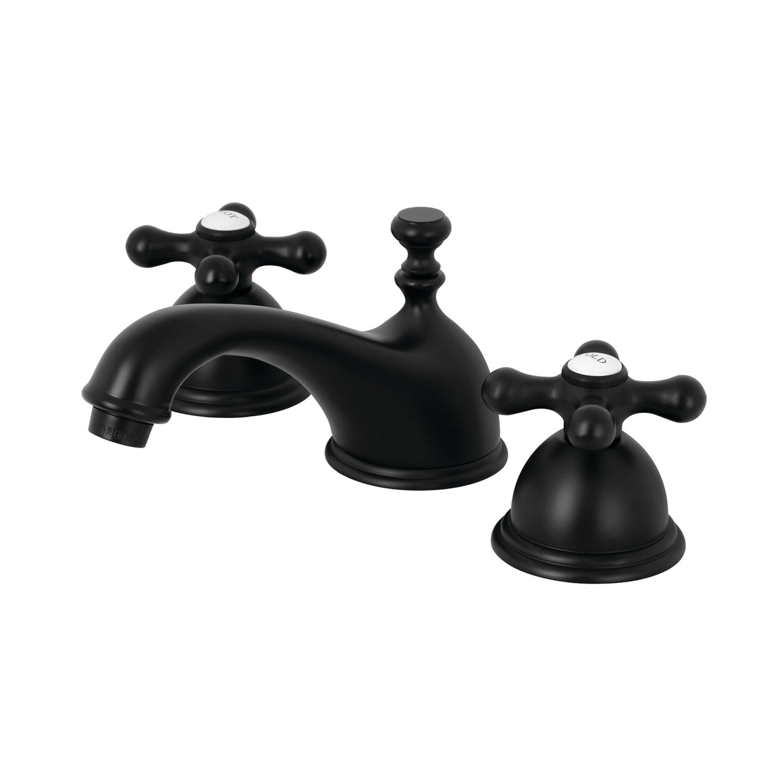 Kingston Brass Restoration - Llave de Lavabo Widespread (3 Orificios), con Dos Manerales — Negro Mate
