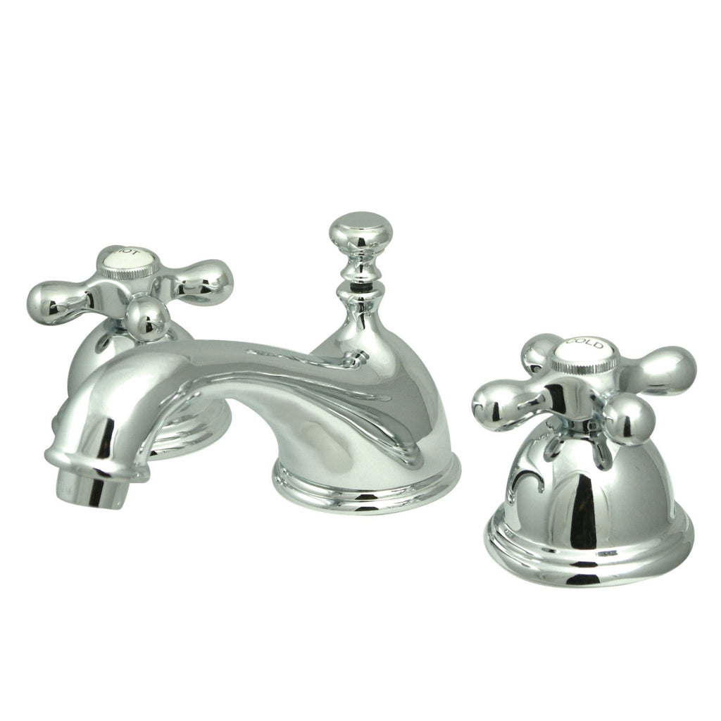 Kingston Brass Restoration - Llave de Lavabo Widespread (3 Orificios), con Dos Manerales — Cromo Pulido