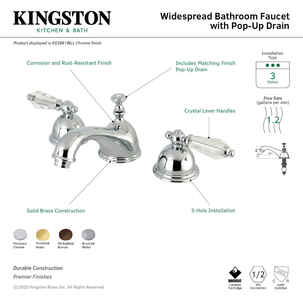 Kingston Brass Wilshire - Llave de Lavabo Widespread (3 Orificios), con Dos Manerales — Guía de Instalación 1
