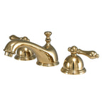 Kingston Brass Restoration - Llave de Lavabo Widespread (3 Orificios), con Dos Manerales — Latón Pulido