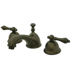 Kingston Brass Restoration - Llave de Lavabo Widespread (3 Orificios), con Dos Manerales — Bronce Aceitado