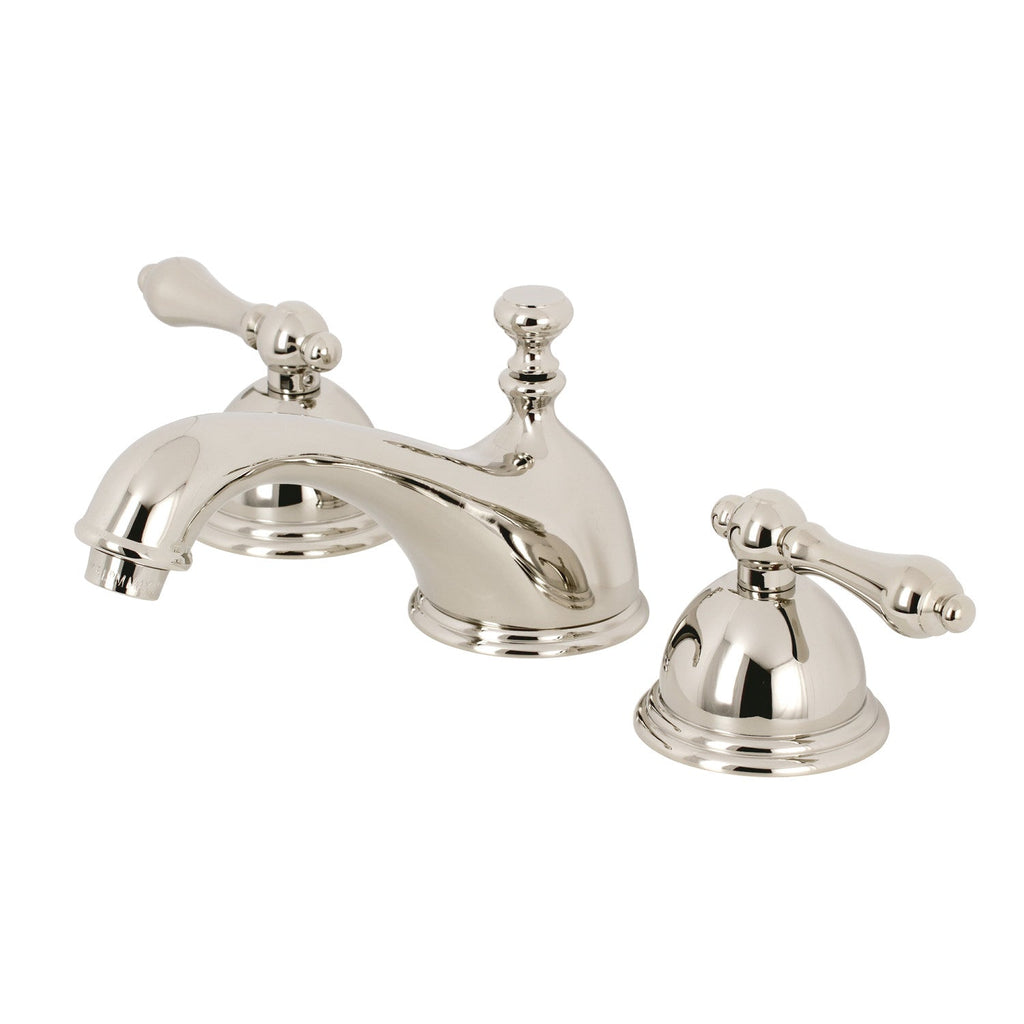 Kingston Brass Restoration - Llave de Lavabo Widespread (3 Orificios), con Dos Manerales — Níquel Pulido