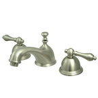 Kingston Brass Restoration - Llave de Lavabo Widespread (3 Orificios), con Dos Manerales — Níquel Cepillado