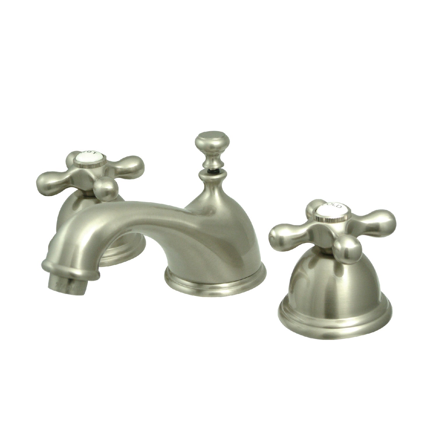 Kingston Brass Restoration - Llave de Lavabo Widespread (3 Orificios), con Dos Manerales — Níquel Cepillado