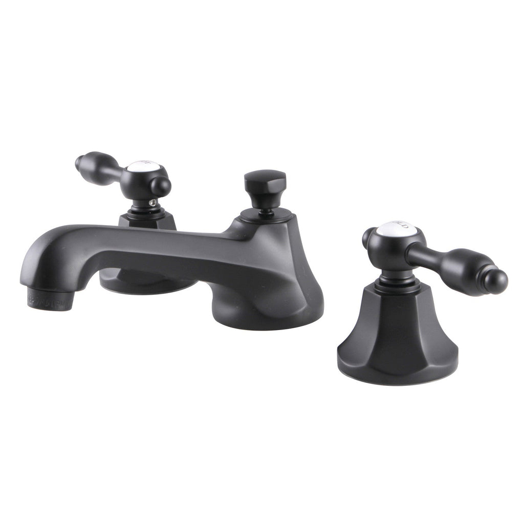 Kingston Brass Tudor - Llave de Lavabo Widespread (3 Orificios), con Dos Manerales — Negro Mate