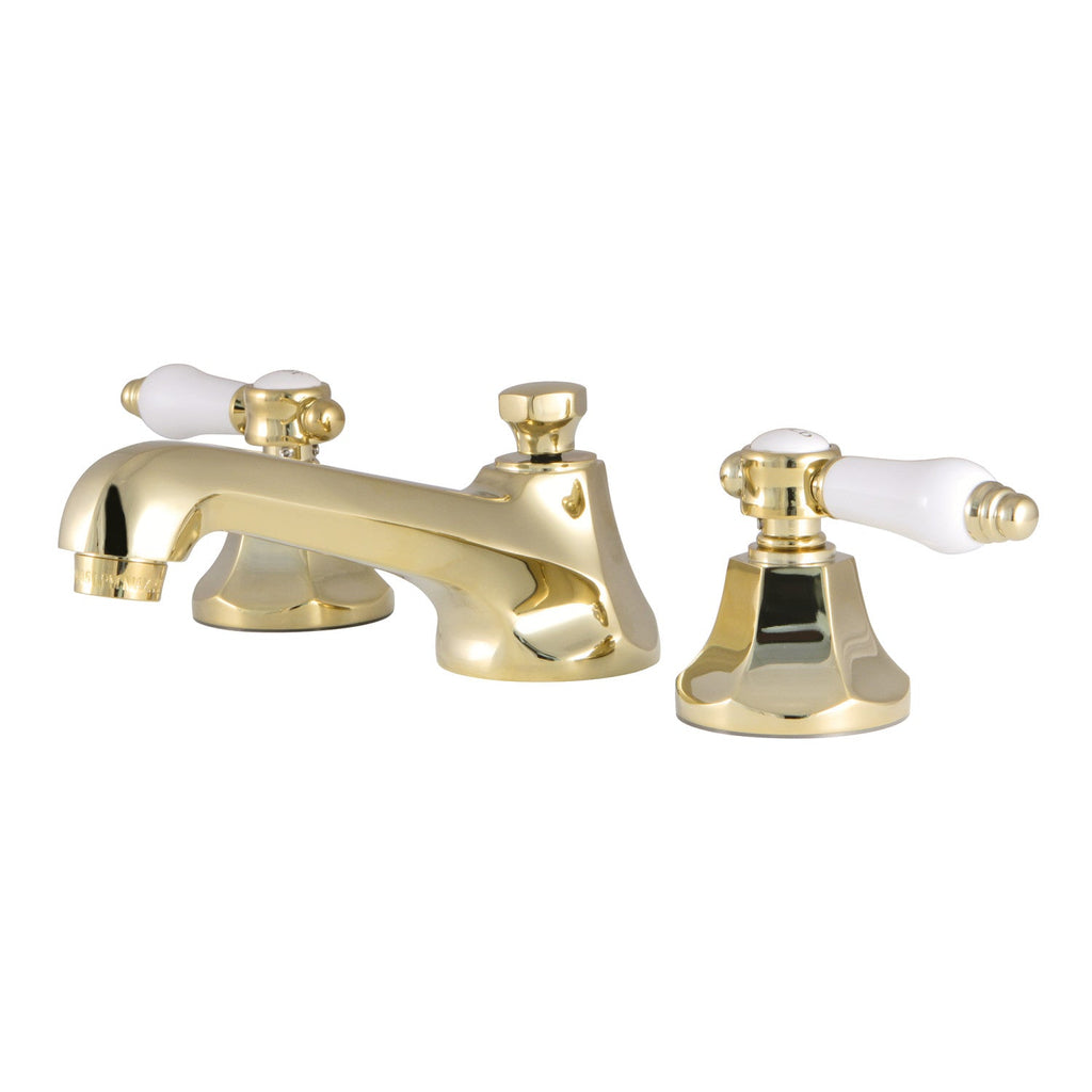 Kingston Brass Bel-Air - Llave de Lavabo Widespread (3 Orificios), con Dos Manerales — Latón Pulido