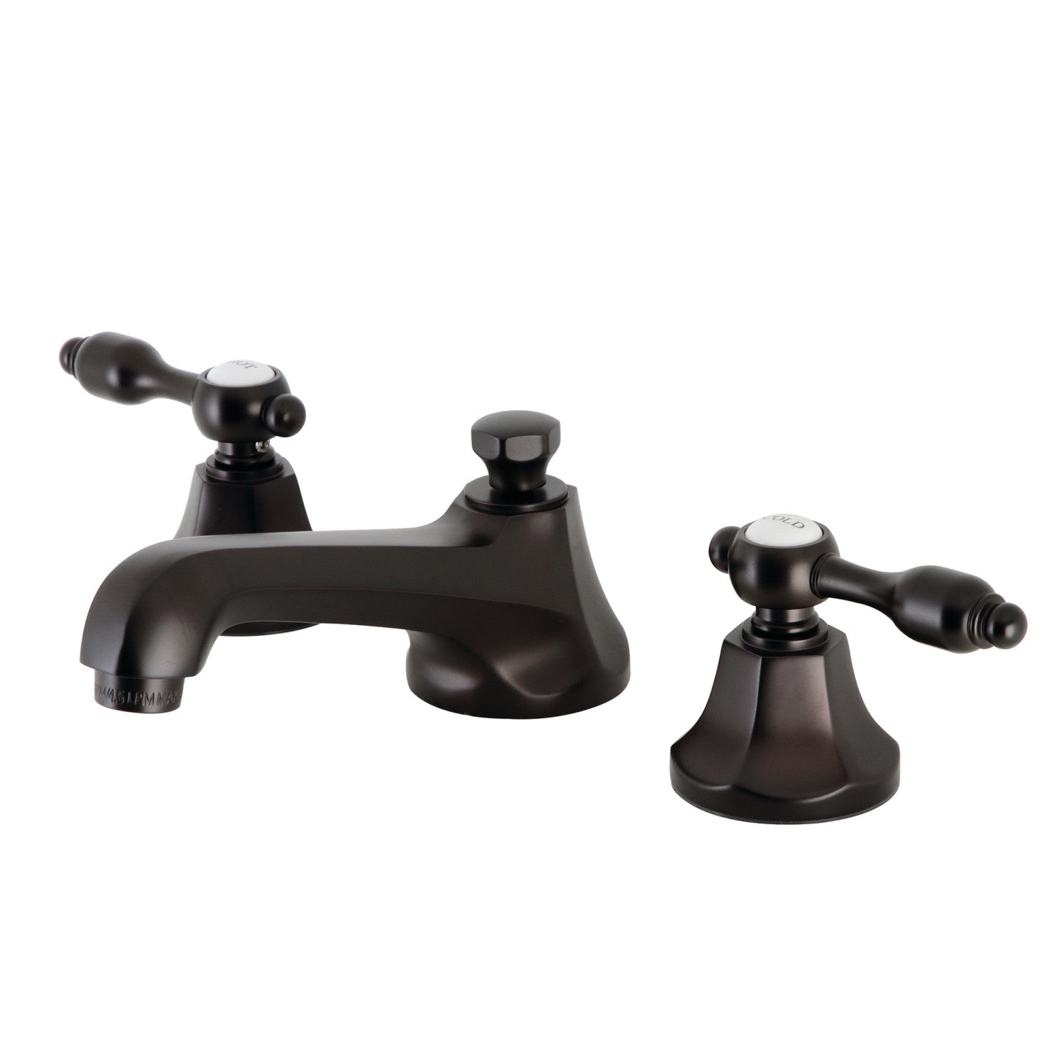 Kingston Brass Tudor - Llave de Lavabo Widespread (3 Orificios), con Dos Manerales — Bronce Aceitado