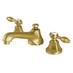 Kingston Brass Tudor - Llave de Lavabo Widespread (3 Orificios), con Dos Manerales — Latón Cepillado
