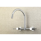 Kingston Brass Sona Concord — Mezcladora Puente de Pared, Dos Manijas, 2 Orificios — Cromo Pulido (Surtidor 11-1/4") — Ambientación 5