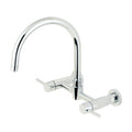 Kingston Brass Sona Concord — Mezcladora Puente de Pared, Dos Manijas, 2 Orificios — Cromo Pulido (Surtidor 11-1/4")