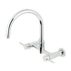 Kingston Brass Sona Concord — Mezcladora Puente de Pared, Dos Manijas, 2 Orificios — Cromo Pulido (Surtidor 11-1/4")
