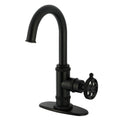Kingston Brass Sona Webb — Mezcladora de Bar de Cubierta, Una Manija, 1 Orificio, Manija Moleteada — Negro Mate