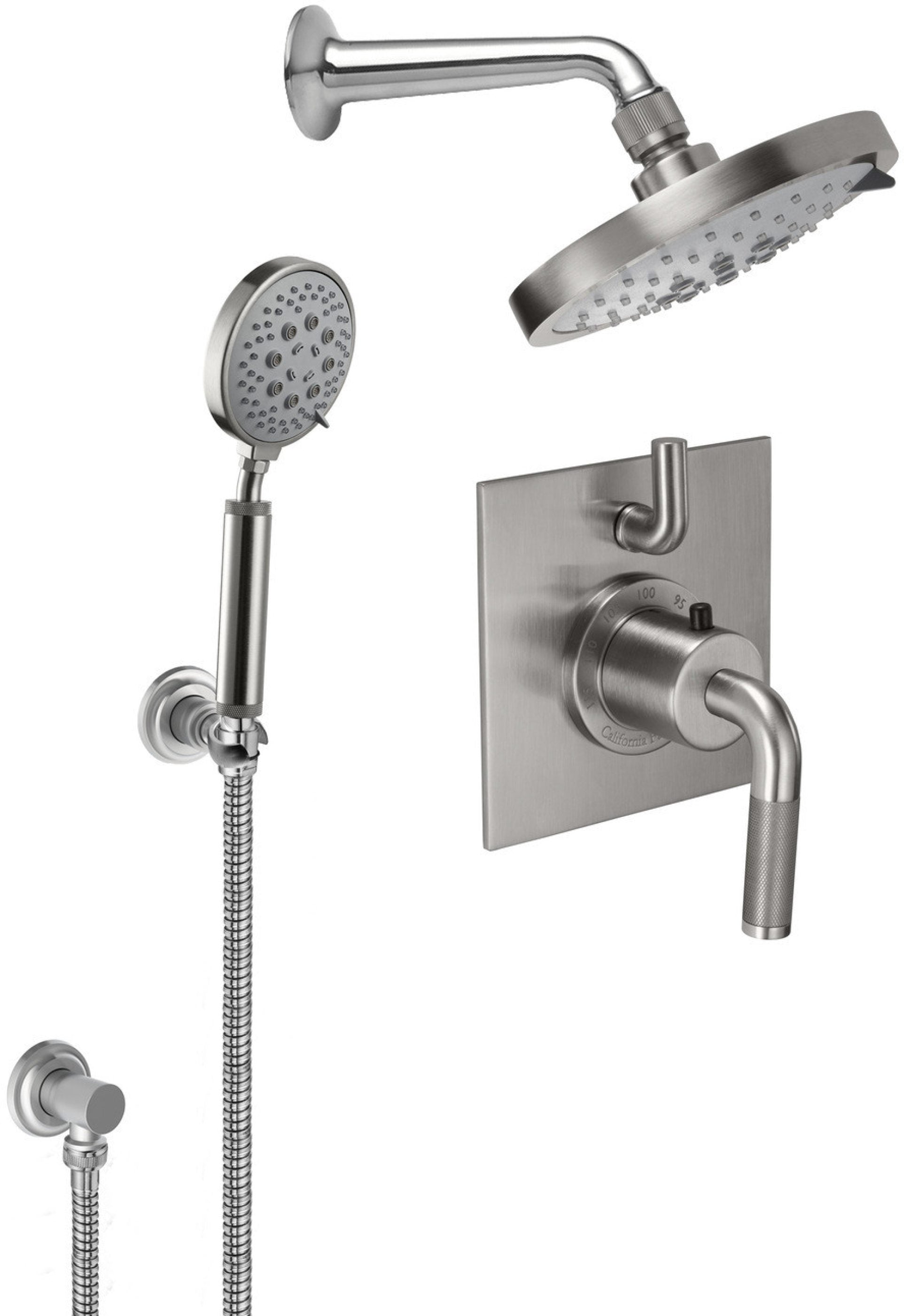 California Faucets Descanso Sistema de Regadera Descanso StyleTherm Termostático de 1/2" con Regadera y Regadera de Mano