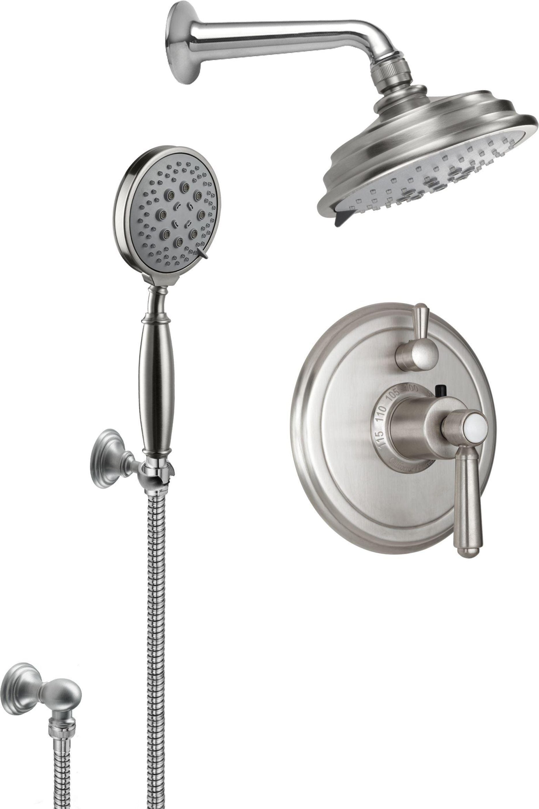 California Faucets Montecito Sistema de Regadera StyleTherm Termostático de 1/2" con Regadera y Regadera de Mano en Gancho