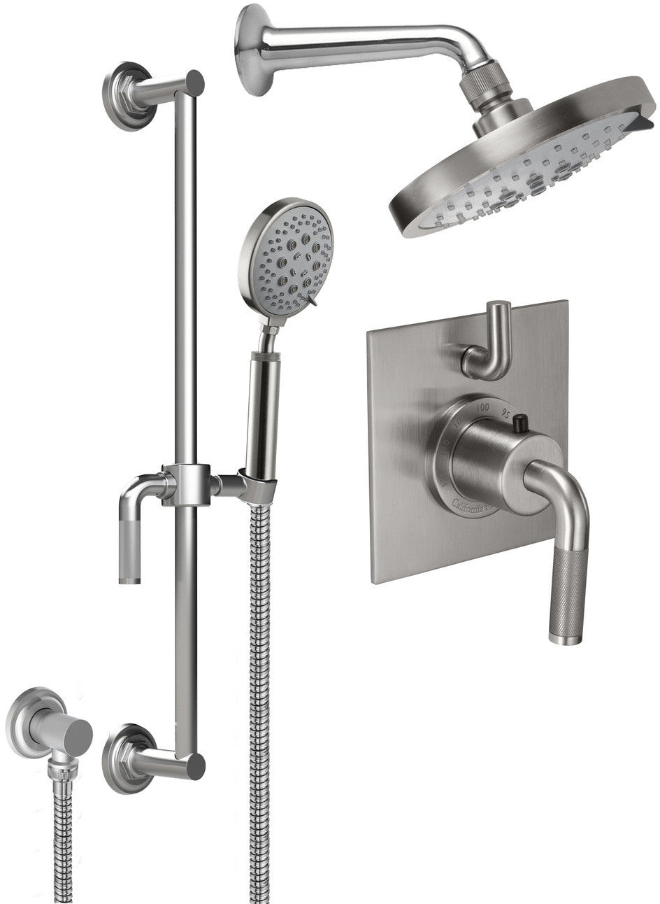 California Faucets Descanso Sistema de Regadera Descanso StyleTherm Termostático de 1/2" con Barra Corrediza para Regadera de Mano